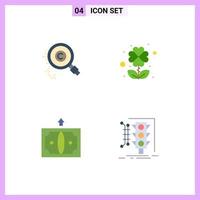 4 icônes plates universelles définies pour les applications web et mobiles propriétaire d'entreprise de contenu quatre éléments de conception vectoriels modifiables en argent vecteur