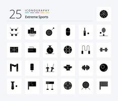 sport 25 pack d'icônes de glyphes solides, y compris le tennis de table. badminton. drogue. souches. criquet vecteur