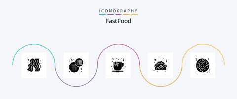 pack d'icônes de glyphe de restauration rapide 5 comprenant. nourriture. Fast food. Fast food. nourriture vecteur