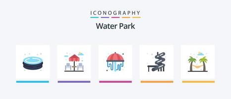 parc aquatique flat 5 pack d'icônes comprenant. jardin. parc. parc. parc. conception d'icônes créatives vecteur
