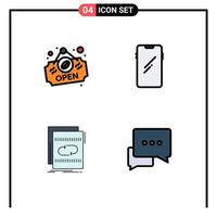 interface mobile filledline couleur plate ensemble de 4 pictogrammes d'éléments de conception vectoriels éditables de téléphone de fichier ouvert huawei mix vecteur