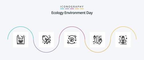 pack d'icônes de la ligne écologique 5, y compris la prise. éco. processus. concept. énergie vecteur