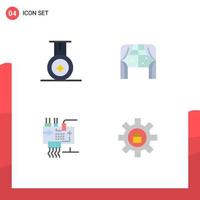 interface mobile icône plate ensemble de 4 pictogrammes de la maison d'ingénierie de médaille assembler des éléments de conception vectoriels modifiables vecteur