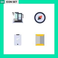 pack d'icônes plates de 4 symboles universels d'éléments de conception vectoriels modifiables de la fenêtre du téléphone à la maison android de l'hôtel vecteur