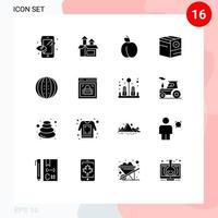 16 concept de glyphe solide pour sites Web mobiles et applications boisson aux fruits expédition de nourriture e éléments de conception vectoriels modifiables vecteur