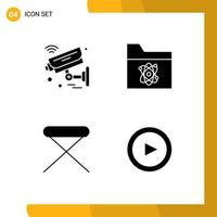 4 icônes créatives signes et symboles modernes des appareils photo dossier de sécurité maison éléments de conception vectoriels modifiables vecteur