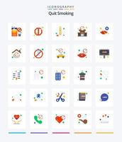 créatif arrêter de fumer 25 pack d'icônes plates telles que non autorisées. bloc. fumeur. banni. prison vecteur