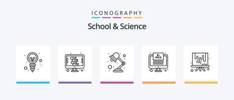 pack d'icônes de la ligne 5 de l'école et de la science, y compris le dictionnaire. surveiller. étudiant. sac. conception d'icônes créatives vecteur