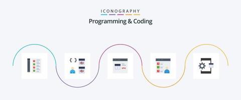 programmation et codage pack d'icônes plat 5 comprenant. développer. processus. développer vecteur