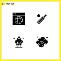 4 icônes créatives signes et symboles modernes des éléments de conception vectoriels modifiables de cupcake globe sport web vecteur