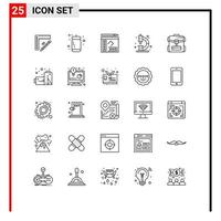symboles d'icône universelle groupe de 25 lignes modernes d'éducation au microscope tomate chimie écrivain éléments de conception vectoriels modifiables vecteur