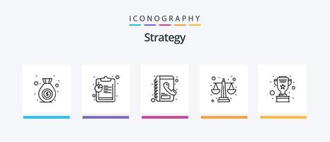 Pack d'icônes de la ligne de stratégie 5, y compris le profit. croissance. référencement. global. le management. conception d'icônes créatives vecteur
