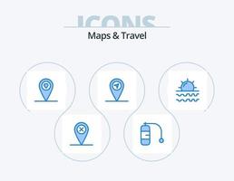 cartes et voyage pack d'icônes bleues 5 conception d'icônes. . . GPS. vacances. Soleil vecteur