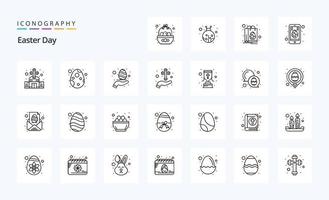 25 pack d'icônes de la ligne de Pâques vecteur