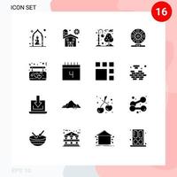 16 concept de glyphe solide pour les sites Web mobiles et applications motion chimie agriculture biologie loisirs éléments de conception vectoriels modifiables vecteur