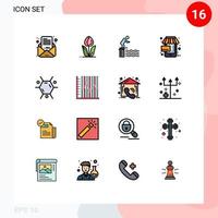 16 icônes créatives signes et symboles modernes du vendredi noir en ligne vente rose éléments de conception vectoriels créatifs modifiables vecteur