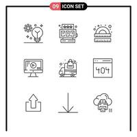 pack d'icônes vectorielles stock de 9 signes et symboles de ligne pour la livraison jouer dessin moniteur étude éléments de conception vectoriels modifiables vecteur