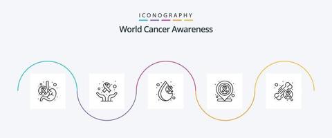 pack d'icônes ligne 5 de sensibilisation au cancer du monde, y compris les os. médical. journée mondiale. emplacement. santé vecteur