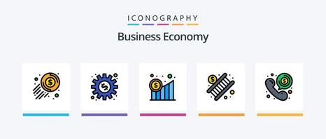 ligne économique remplie de 5 packs d'icônes, y compris la communication. commercialisation. banque. veille du marché. œil. conception d'icônes créatives vecteur