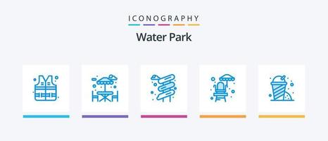 pack d'icônes bleues de parc aquatique 5 comprenant. parc. jardin. Fast food. conception d'icônes créatives vecteur