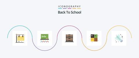 pack d'icônes plat 5 de retour à l'école, y compris le jeu. formule. document. éducation. retour à l'école vecteur