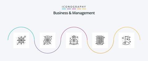 pack d'icônes de la ligne 5 d'affaires et de gestion, y compris le drapeau. payé. Créatif. le prix. facture vecteur