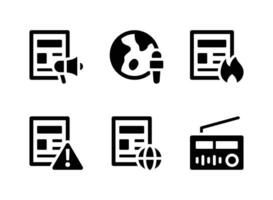 ensemble simple d'icônes solides de vecteur de journal de nouvelles