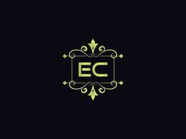 image de logo ec minimale, conception d'icône vectorielle de lettre de logo de luxe ec carré vecteur