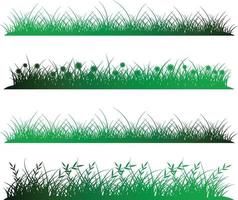 grand ensemble de bordures d'herbe, illustration vectorielle vecteur