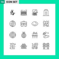 16 icônes créatives signes et symboles modernes du globe blanc code poudre bébé éléments de conception vectoriels modifiables vecteur