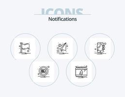 pack d'icônes de ligne de notifications 5 conception d'icônes. carte. notification. Erreur. commercialisation. e-mail vecteur