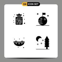 pack d'icônes vectorielles de stock de 4 signes et symboles de ligne pour les éléments de conception vectoriels modifiables de nature de lune de nourriture sucrée de bonbons vecteur