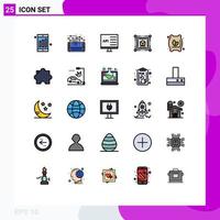 symboles d'icône universelle groupe de 25 couleurs plates de ligne remplie moderne de sac de farine développement de cube d'application web éléments de conception vectoriels modifiables