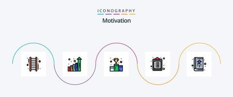ligne de motivation remplie de pack d'icônes plat 5, y compris les affaires. ordre du jour. récompenses. liste. liste de contrôle vecteur