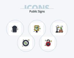 pack d'icônes remplies de ligne de panneaux publics 5 conception d'icônes. réglementaire. non. hôpital. panneaux. vers l'avant vecteur