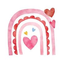 illustration à l'aquarelle d'objets mignons de la saint-valentin, conception de vecteur d'objet mignon, coeur arc-en-ciel