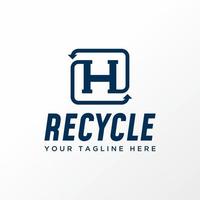 police simple et unique de lettre ou de mot h avec image d'icône de recyclage icône graphique création de logo concept abstrait vecteur stock. peut être utilisé comme symbole lié à l'initiale ou au propre