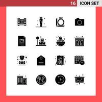 16 icônes créatives signes et symboles modernes de contact photo légume image boîte éléments de conception vectoriels modifiables vecteur