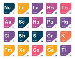 20 tableau préodique de la conception du pack d'icônes d'éléments vecteur