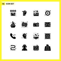 pack de 16 signes et symboles de glyphes solides modernes pour les supports d'impression Web tels que la cible d'écriture de navire éléments de conception vectoriels modifiables en diamant vecteur