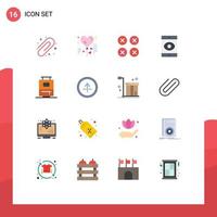 groupe de 16 signes et symboles de couleurs plates pour sac de vacances virus créatif smartphone pack modifiable d'éléments de conception de vecteur créatif