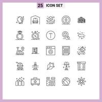 ligne d'interface mobile ensemble de 25 pictogrammes de nouveaux éléments d'interface utilisateur de livraison ux éléments de conception vectoriels modifiables vecteur