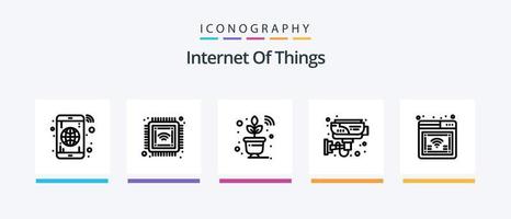 pack d'icônes ligne 5 de l'internet des objets, y compris le film. Température. technologie. soins de santé. intelligent. conception d'icônes créatives vecteur