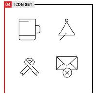 ensemble moderne de 4 pictogrammes de couleurs plates remplies de triangle d'instrument de santé de tasse supprimer des éléments de conception vectoriels modifiables vecteur