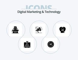 pack d'icônes de glyphe de marketing numérique et de technologie 5 conception d'icônes. connaissances. numérique. imprimante. atomisation marketing. commercialisation vecteur