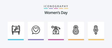 pack d'icônes de la ligne 5 de la journée des femmes, y compris les lois. égalité. huit mars. solde. le sexe. conception d'icônes créatives vecteur