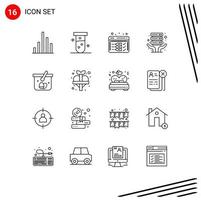 pack d'icônes vectorielles stock de 16 signes et symboles de ligne pour le développement du chariot de pâques serveur de panier hébergeant des éléments de conception vectoriels modifiables vecteur