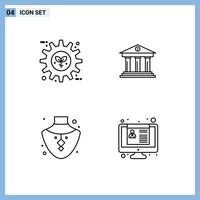 symboles d'icônes universels groupe de 4 couleurs plates modernes de préférence d'argent écologique joyau d'entreprise éléments de conception vectoriels modifiables vecteur