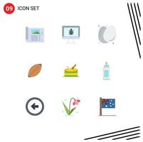9 concept de couleur plate pour sites Web mobiles et applications ballon de rugby football sécurité australie aliments sains éléments de conception vectoriels modifiables vecteur