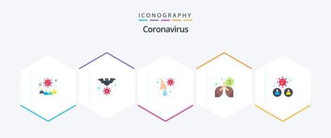 coronavirus 25 pack d'icônes plates comprenant la pneumonie. maladie. grippe. bronchite. qui coule vecteur